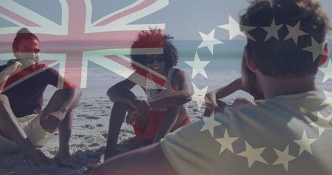 Beach Friends Bonding with British and European Pride Overlay