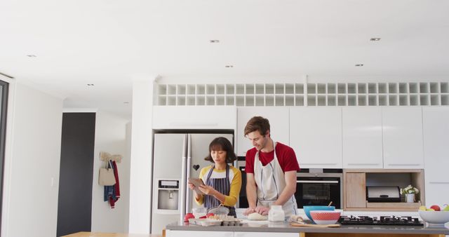 Couple Preparing Food in Modern Kitchen - Download Free Stock Images Pikwizard.com