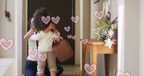Mother Embracing Daughter in Warm Family Reunion