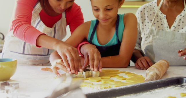 Family Baking Together, Cutting Out Cookie Dough Shapes - Download Free Stock Images Pikwizard.com