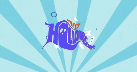 Playful happy halloween graphic with ghost illustrations