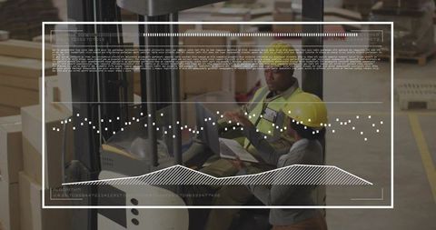 Warehouse Team Collaborating on Forklift with Laptops and Safety Gear