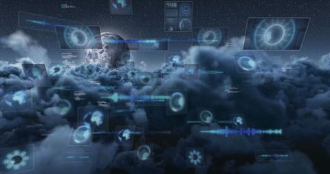 Futuristic Global Data Networks over Cloudscape - Download Free Stock Images Pikwizard.com