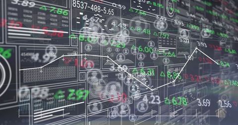 Global financial data with digital overlay concept