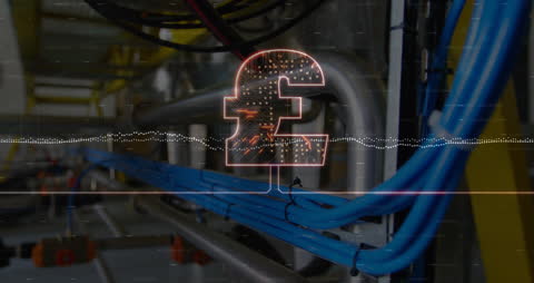 Digital Circuitry and British Pound Symbol Depicting Financial Technology