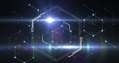 futuristic digital network with hexagon sensors and lights - Download Free Stock Images Pikwizard.com