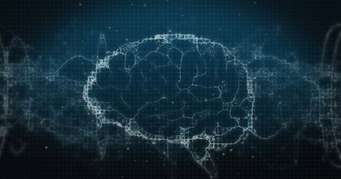 Digital Brain Technology Concept with White Spots and Waves - Download Free Stock Images Pikwizard.com