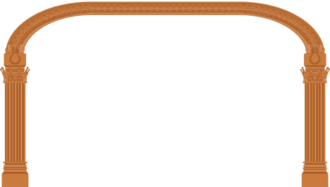 Ornate neoclassical arch on transparent background for decorative use
