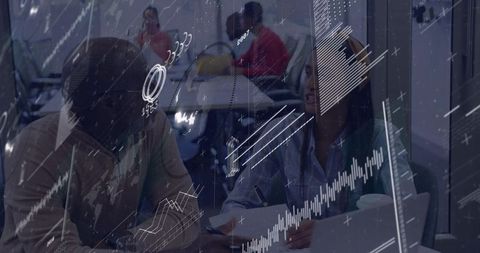 Collaborating over data with analytics overlays and note-taking in open-plan office