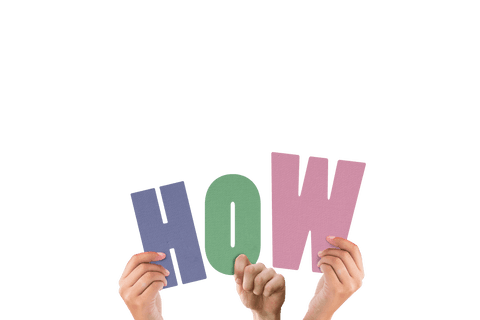 Hands Holding Colored Letters on Transparent Background