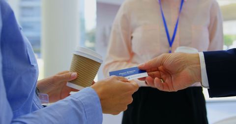 Business Introduction: Handshake and Name Card Exchange