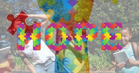 Colorful Puzzle Design Promoting Autism Awareness and Hope