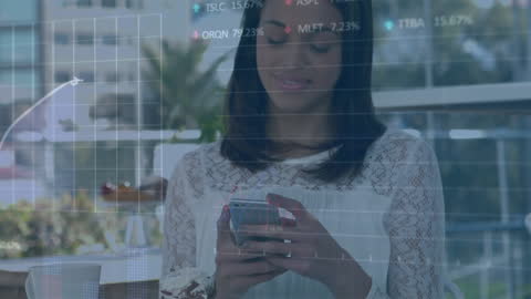 Woman Interacting with Smartphone in Technology Infused Office