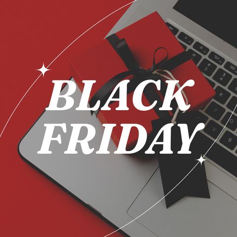 black friday online shopping promotion with gift and laptop - Download Free Stock Templates Pikwizard.com