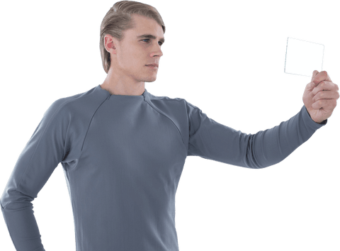 Young Man Interacting with Transparent Exhibit Tile - Download Free Stock Videos Pikwizard.com