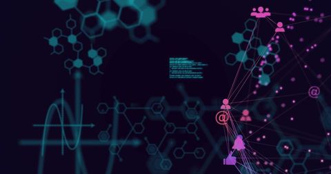 Abstract Digital Network with Chemical Structures and Data Flow - Download Free Stock Images Pikwizard.com