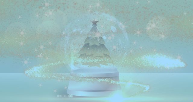 Magical Snow Globe with Christmas Tree Inside and Shooting Star - Download Free Stock Images Pikwizard.com