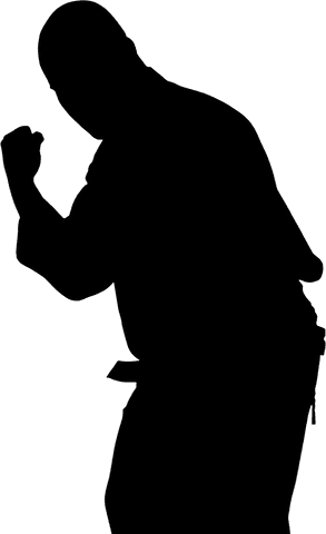 Silhouette of man in action on transparent background