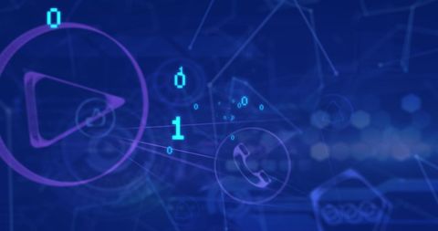 Digital Connections and Binary Code on Blue Background - Download Free Stock Images Pikwizard.com