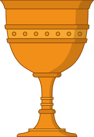 Golden trophy cup on transparent background, flat design achievement