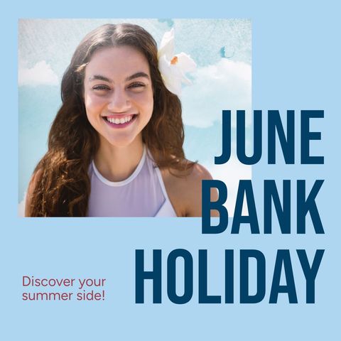 Happy Young Woman Celebrating June Bank Holiday in Summer - Download Free Stock Templates Pikwizard.com
