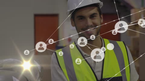 Warehouse Worker Exploring Global Networking Connections