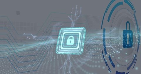 Futuristic Digital Security Concept with Padlock Overlay - Download Free Stock Images Pikwizard.com