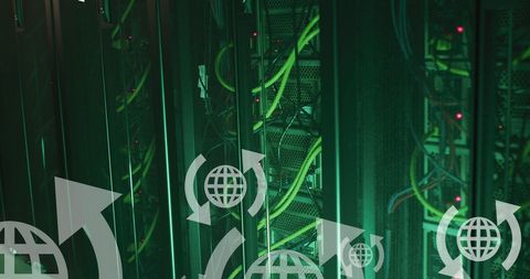 Global Network Connections Overlaid on Data Server Rack - Download Free Stock Images Pikwizard.com