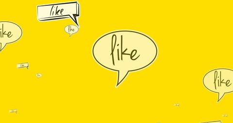 Retro speech bubbles with 'like' text on yellow background