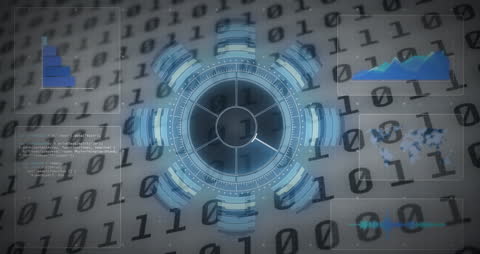 Futuristic Scope and Data Processing Animation Digital Interface
