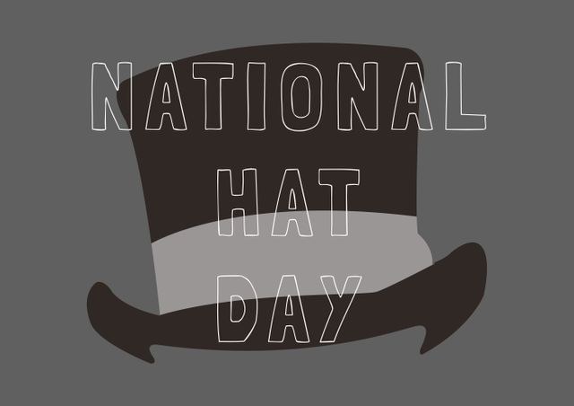 Vector image of national hat text with long hat over gray background. text, communication and national hat day concept.