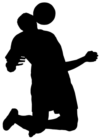 Transparent football player silhouette on background