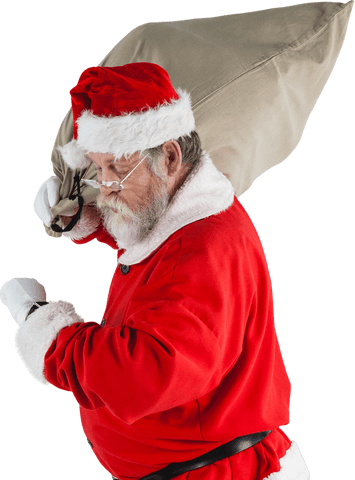 santa claus checking time with sack of christmas gifts transparent - Download Free Stock Videos Pikwizard.com