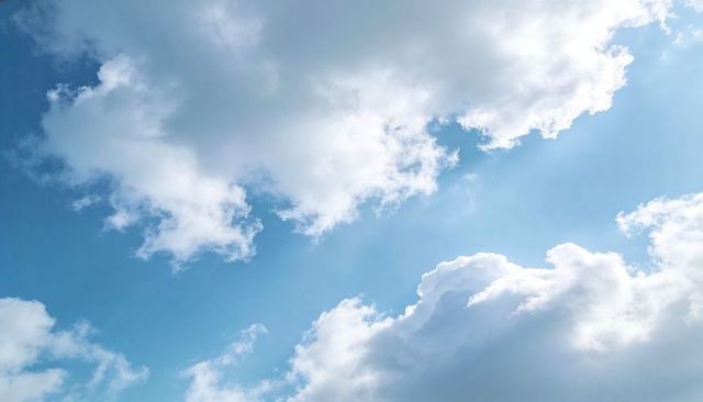Sunbeams Piercing Fluffy Cumulus Clouds Over Azure Sky Vertical Background for Calm Media