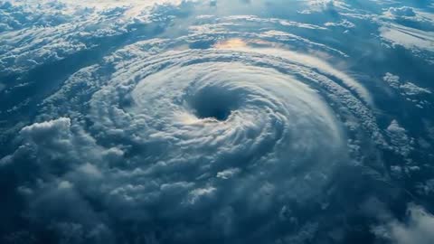 Cyclone Close-up with Eye Amid Oceanic Clouds and Winds