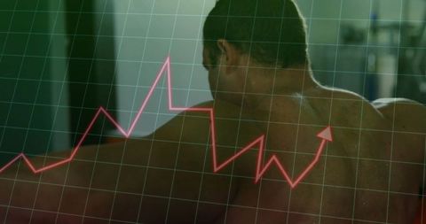 Athlete weightlifting with performance chart overlay