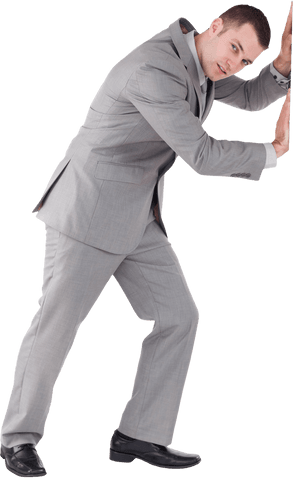 Transparent Background of Businessman Leaning with Confidence