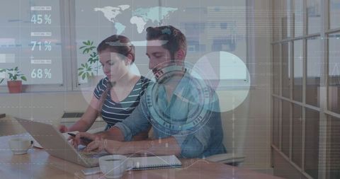 Business Colleagues Analyzing Digital Financial Data Interface