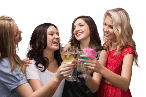 caucasian women celebrating with drinks transparent background - Download Free Stock Videos Pikwizard.com
