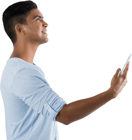 Smiling Biracial Man Using Smartphone on Transparent Background - Download Free Stock Videos Pikwizard.com