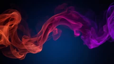 Dynamic Colorful Smoke Ribbon Flowing Across Dark Field