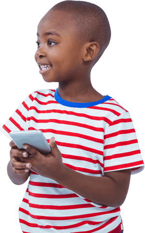 joyful child with smartphone on transparent background - Download Free Stock Videos Pikwizard.com