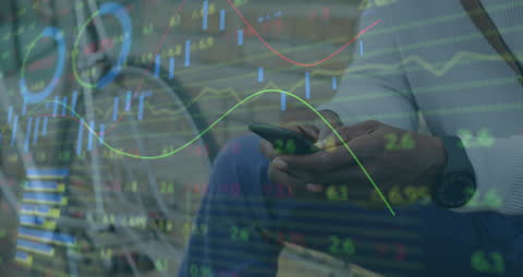 Businessman in City Analyzing Global Stock Market Trends on Smartphone