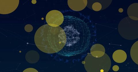 Abstract Network with Yellow Lights Overlay on Global Connections - Download Free Stock Images Pikwizard.com