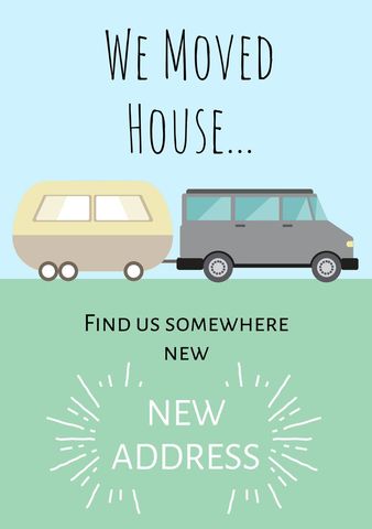 Creative Moving Announcement with Caravan and Vehicle Graphic - Download Free Stock Templates Pikwizard.com