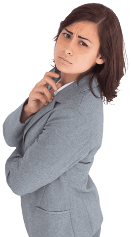 Concerned Biracial Businesswoman Business Suit Transparent Background
