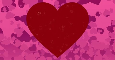 Maroon heart over pink heart confetti background for valentine romance and love design