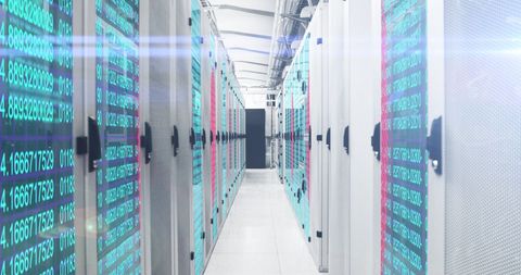 Fingerprint Scanning and Digital Data Flow in Server Room Network - Download Free Stock Images Pikwizard.com