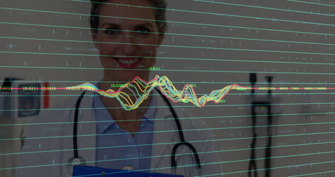 Doctor Analyzing Interactive Global Data Interface Concept