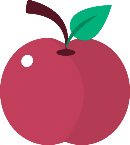Minimalist red apple illustration on transparent background